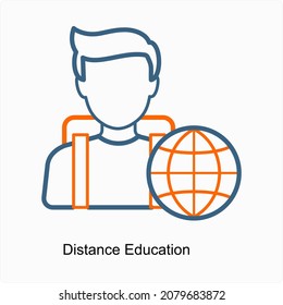 Distance Education or Online Study Icon Concept