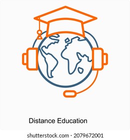 Distance Education or Study Icon Concept