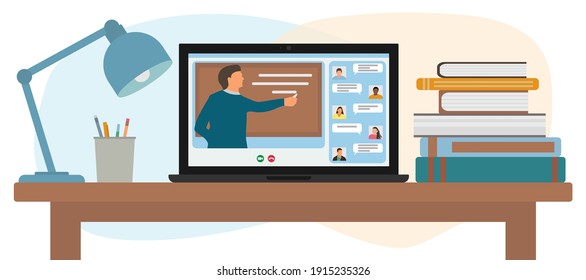 Video Conference People Group Computer Screen Stock Vector (Royalty ...