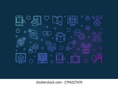 Distance Education vector colorful concept horizontal banner or illustration on dark background