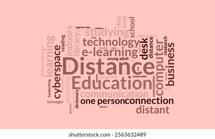 Distance Education word cloud template. Distance Education concept vector tagcloud background.