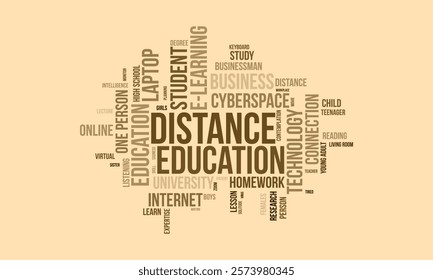 Distance Education word cloud template. Distance Education concept vector tagcloud background.