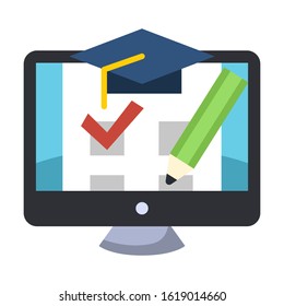 Distance Exam flat color vector icon
