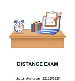 Distance Exam icon. 3d illustration from e-learning collection. Creative Distance Exam 3d icon for web design, templates, infographics and more