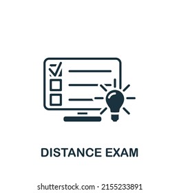 Distance Exam icon. Monochrome simple E-Learning icon for templates, web design and infographics