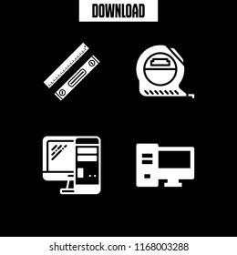 distance icon. 4 distance vector set. tape measure, computer and measuring tape icons for web and design about distance theme