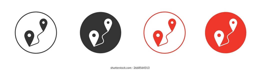 Icono de distancia. Iconos de vector de estilo negro. Símbolo de signo aislado