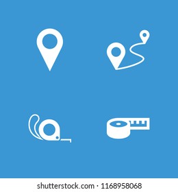 Distance icon. collection of 4 distance filled icons such as location, measuring tape. editable distance icons for web and mobile.