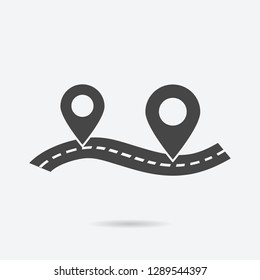 distance icon flat style isolated on background. distance sign symbol for web site and app design.