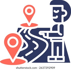 Distance Icon Glyph Color Vector Illustration