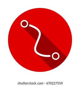 distance icon illustration isolated on red background with long shadow. flat icon