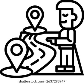Distance Icon Line Vector Illustration