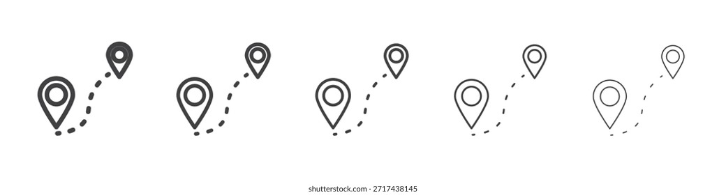 Distance icon in linear strokes concept