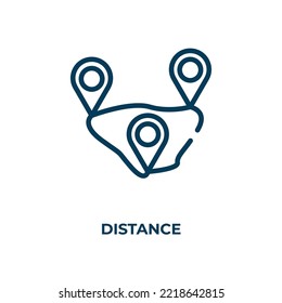 Distance icon. Linear vector illustration. Outline distance icon vector. Thin line symbol for use on web and mobile apps, logo, print media.