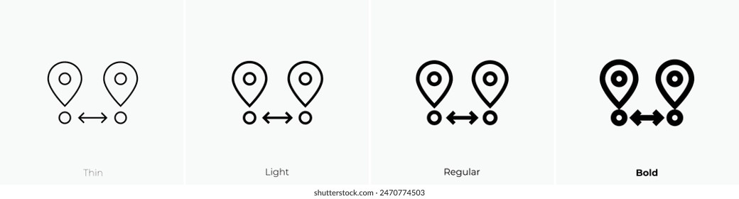 distance icon. Thin, Light Regular And Bold style design isolated on white background