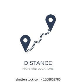 Distance icon. Trendy flat vector Distance icon on white background from Maps and Locations collection, vector illustration can be use for web and mobile, eps10