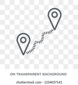 Distance icon. Trendy flat vector Distance icon on transparent background from Maps and Locations collection. High quality filled Distance symbol use for web and mobile