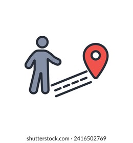 distance icon. vector.Editable stroke.linear style sign for use web design,logo.Symbol illustration.