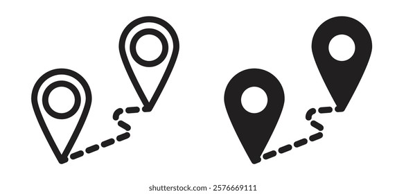 Distance icons in outline and stroke versions