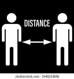 Distance isolated white icon on a black background. Design element for poster, banner, clothes. Simple flat style. Vector illustration.