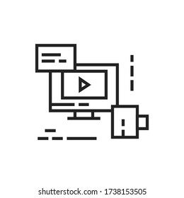 Distance learning black line icon. Online training courses. Pictogram for web page, mobile app. UI UX GUI design element. Editable stroke.
