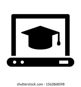 distance learning black solid vector icon