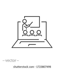 distance learning in computer, vector icon