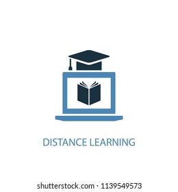Distance Learning concept 2 colored icon. Simple blue element illustration. Distance Learning concept symbol design from eLearning set. Can be used for web and mobile UI/UX