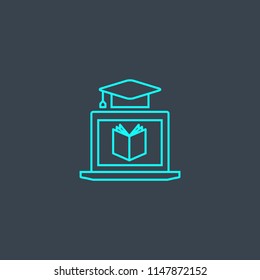 Distance Learning concept blue line icon. Simple thin element on dark background. Distance Learning concept outline symbol design from eLearning set. Can be used for web and mobile UI/UX