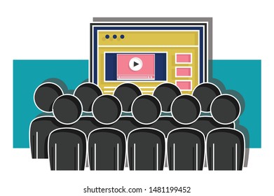 Distance learning concept on white background. Flat vector illustration.