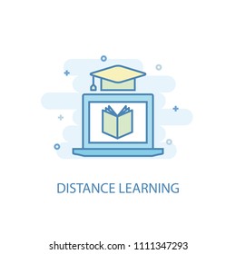 Distance Learning concept trendy icon. Simple line, colored illustration. Distance Learning concept symbol flat design from eLearning  set. Can be used for UI/UX