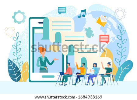 Distance learning, conference, communication using a smartphone Teamwork on a business project online