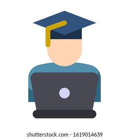Distance Learning flat color vector icon