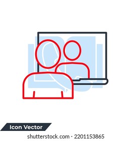 distance learning icon logo vector illustration. Business e-learning webinar symbol template for graphic and web design collection