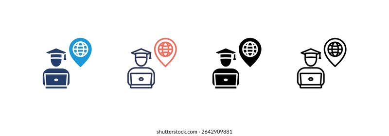 Distance Learning Ícone definir coleção de vários estilos