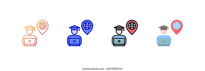 Distance Learning Ícone definir coleção de vários estilos