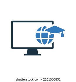Distance, learning icon. Simple editable vector graphics.