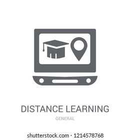 distance learning icon. Trendy distance learning logo concept on white background from General collection. Suitable for use on web apps, mobile apps and print media.