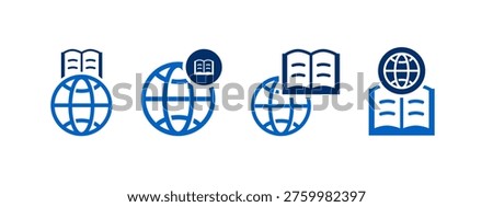 distance learning icon vector illustration. globe with book concept.