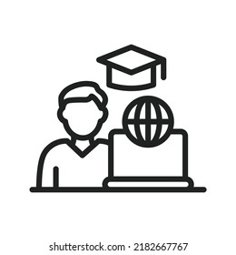 Distance Learning icon vector image. Can also be used for Physical Fitness. Suitable for mobile apps, web apps and print media.