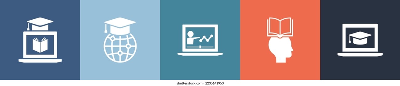 distance Learning icons Infographic design template. Creative concept with 5 options