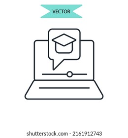 símbolo de iconos de aprendizaje a distancia elementos vectores para web infográfica