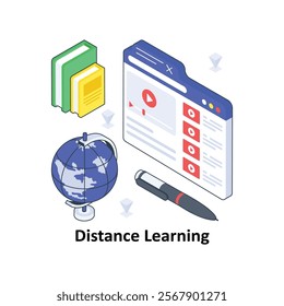 Distance Learning isometric Colored illustration. EPS File stock illustration