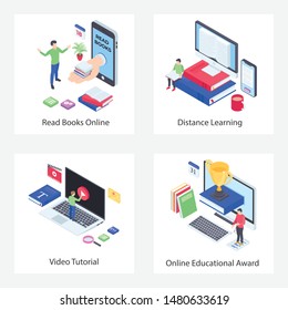 Distance Learning Isometric Icons Pack 