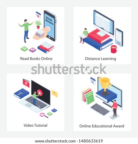 Distance Learning Isometric Icons Pack 