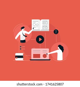 distance learning, learn from home illustration, online learning vector, Online training stock illustration