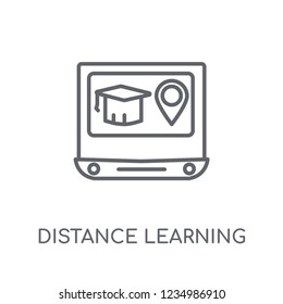 distance learning linear icon. Modern outline distance learning logo concept on white background from General collection. Suitable for use on web apps, mobile apps and print media.