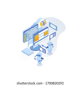  Aprendizaje a distancia. Robotización y automatización. Formación en línea. Desarrollo de software. - Vector