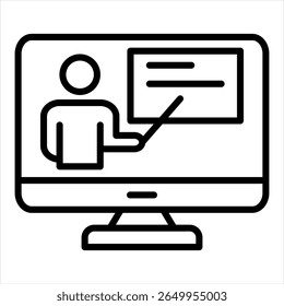 Ensino à distância Mostrando um monitor de computador com um ícone de Professor Único