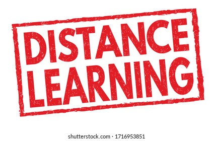 Distance learning sign or stamp on white background, vector illustration